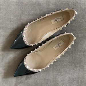 Valentino Patent Rockstud Ballet Flat black 9.5